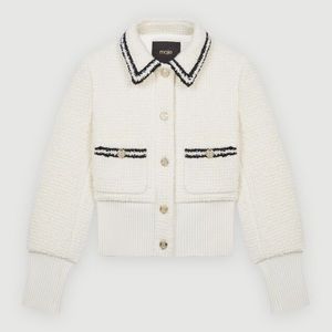 Maje Bloppe Tweed Bomber Jacker